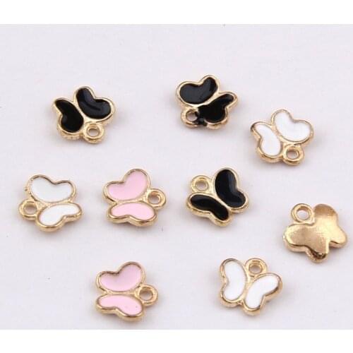 10pcs/pack 12*10mm Butterfly Charms Enamel Alloy Floating Pendant fit Bracelet Necklace Jewelry Accessories