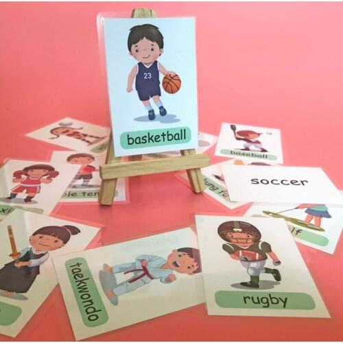 12Pcs Montessori Cognitive Cards Cartoon Sports Emotion Colour Traffic Flash Cards For Children Early Learning Educational Toys