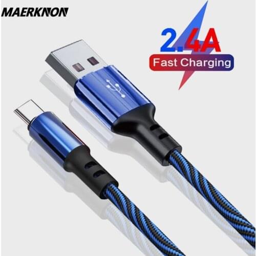 2.4AUSB C Charger Cable Threaded Fast Charging Type C Cable For huawei xiaomi redmi note 10 nokia mobile phone cables usb type c