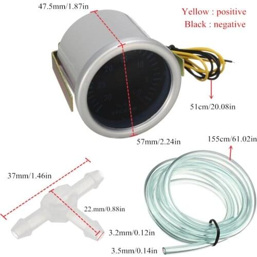 2" 52mm Metal Black Car Turbo Boost Bar Meter Red LED Light Easy to Use