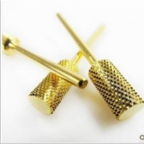 200pcs Pro Cylinder Electric Gold Carbide art Nail Care Drill Bit Accessories Tool File Metal Round Style