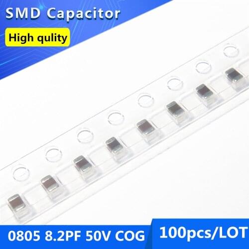 2012 0805 Thick Film Chip Multilayer Ceramic Capacitor 8.2PF 50V COG/NPO 0.5% 100pcs
