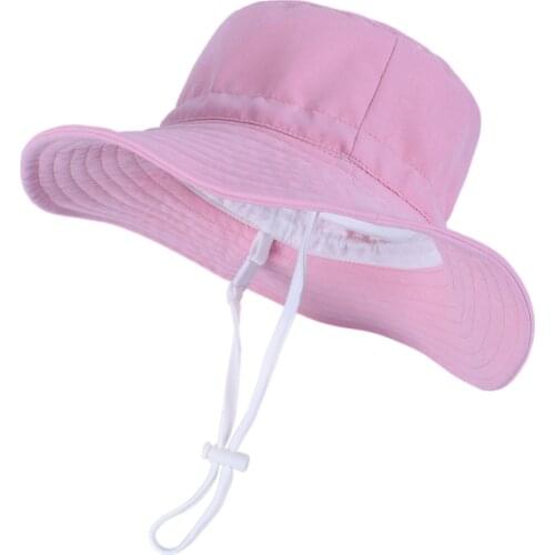 2020 Summer Large Brim Baby Girls Sun Hat Cotton Kids Bucket Caps Foldable Summer Sun Beach Hat Travel Outdoors Casual Sun Hat