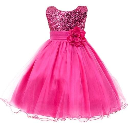 2021 Lace Sequins Formal Evening Wedding Gown Tutu Princess Dress Flower Girls Children Clothing Kids Party For Girl Clothes