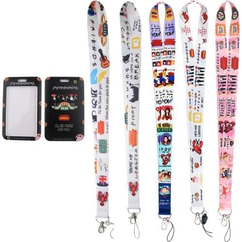 24pcs/lot MD299 DMLSKY Cartoon Friend Tv Show Card Holder Keychain Lanyards for keys Badge ID Mobile Phone Rope Gifts