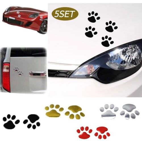 1Set Car Sticker Cool Design Paw 3D Animal Dog Foot Prints Footprint Decal Silver Black Yellow Red Car Stickers