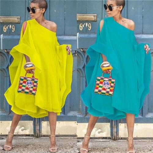 African Dresses For Women Dashiki Chiffon African Clothes High Quality Grand Boubou Africain Fashion Africa Midi Dress Ladies