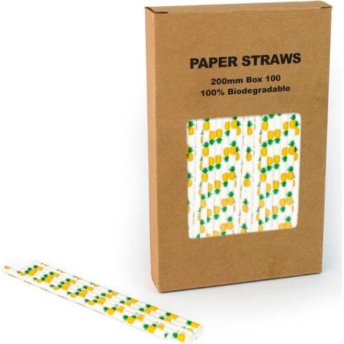 Free Shipping 100% Biodegradable Paper Straws Drinking Paper Straws Pineapple Paper Straws 104 Box(100pcs)