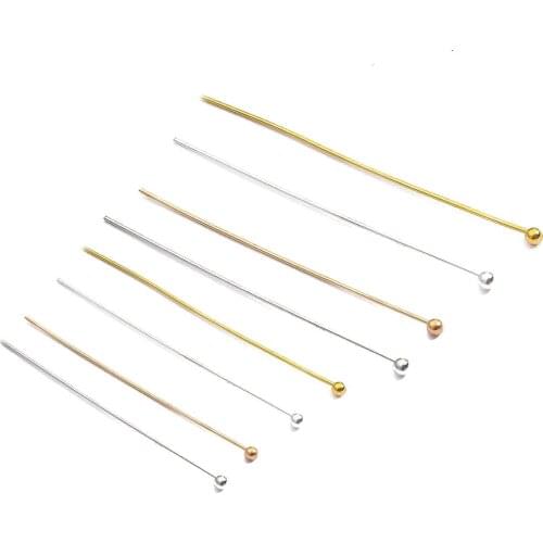 200pcs Gold Silver Color Metal Ball Head Pins For Diy Jewelry Making Head pins Findings Dia 0.5mm 16 20 25 30 40 50 mm Supplies
