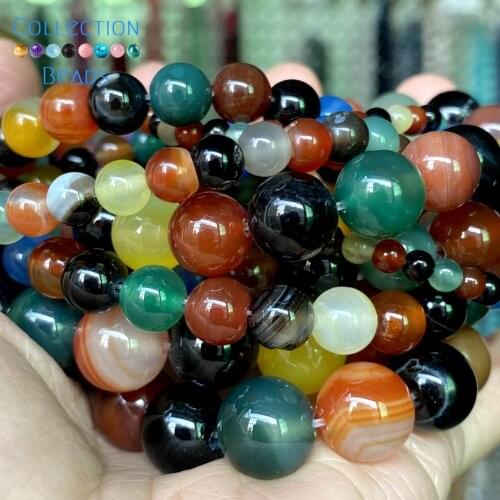 4/6/8/10/12mm Natural Stone Beads Colorful Agates Round Spacer Loose Beads For Jewelry Making DIY Bracelet Accessories 15