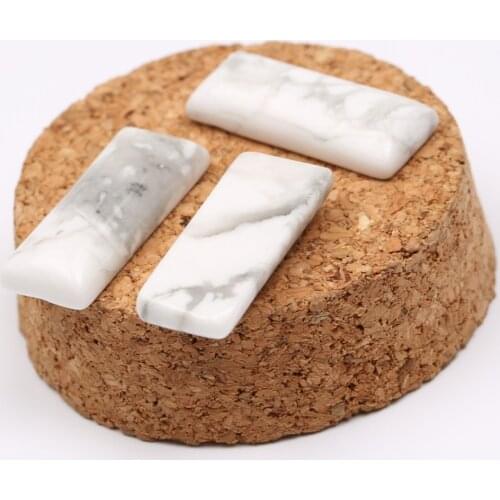 Reidgaller 10pcs 10x25mm flatback rectangle white natural stone cabochon beads for pendant bracelet making