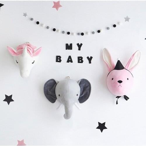Baby Girl Room Decor Plush Toy Hanging Pendant Animal Heads Wall Decoration for Children Kids Girl Room Nursery Decoracion Natal