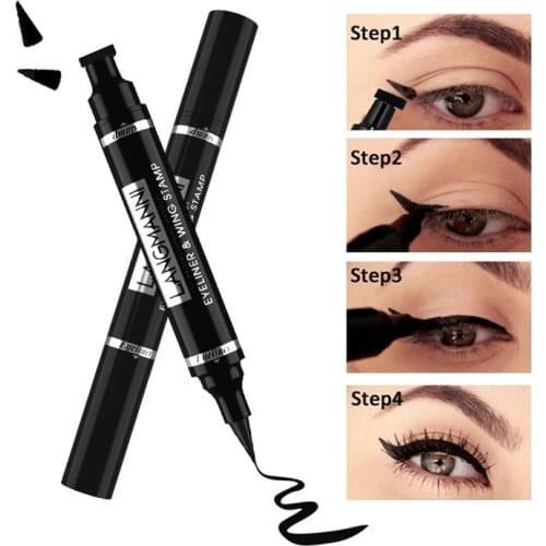 1pcs Double-head Waterproof Liquid Eyeliner Quick Drying Non-blooming Stamp Liner Pen 2 In 1 Long Lasting Eye Makeup Cosmetics
