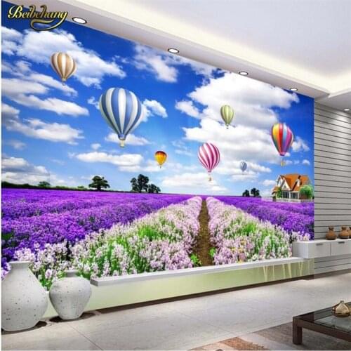 Beibehang Purple Lavender flowers pastoral Custom Bedroom TV Background Wall Paper Home Decor Living Room photo Mural Wallpaper