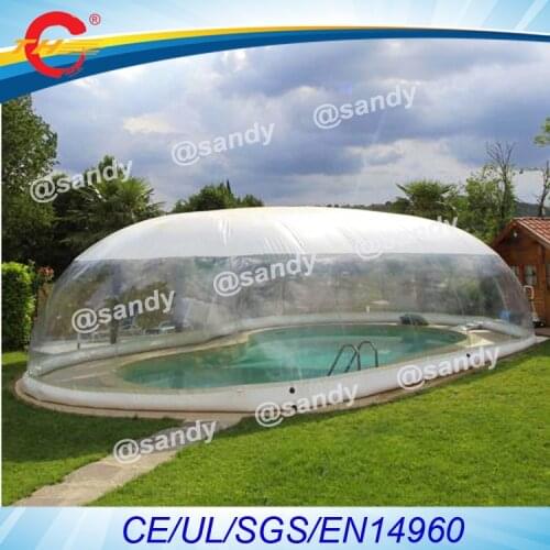 Giant outdoor clear plastic inflatable swimming pool cover airdome,transparent inflatable pool ceiling bubble dome tent