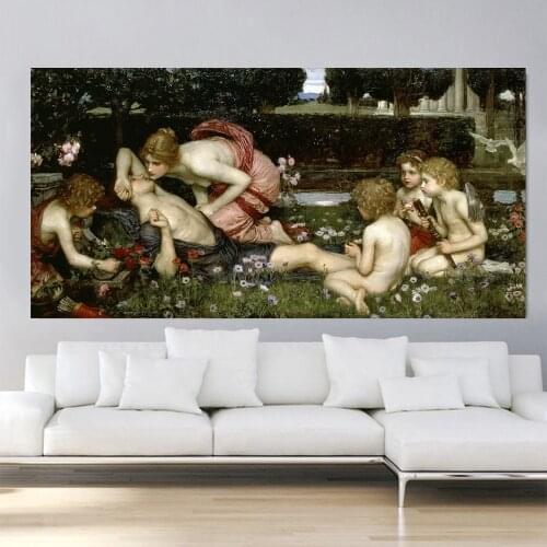 Holover Canvas Oil Painting Aesthetic Home Decoration William Waterhouse"The Awakening of Adonis"Romanticism Mythology Artwork