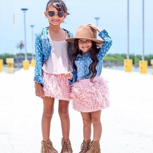 INS Hot baby girls skirt Plush Fluffy Skirt Toddler Girl Skirt Princess Pink tassel Tutu Clothing kids Dance Ball Gown