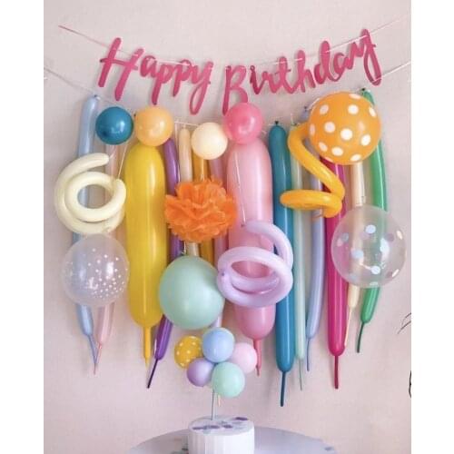Ins Pink Happy Birthday Banner Set Magic Balloon Arch Kit Baby Shower Korean Style Green Backdrops Golobs