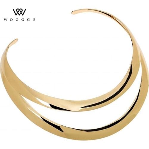 Collares Grandes De Moda 2018 Fashion Jewelry Gold Metal Large Layered Necklace Bijou Colar Brilhante Choker Necklace Women