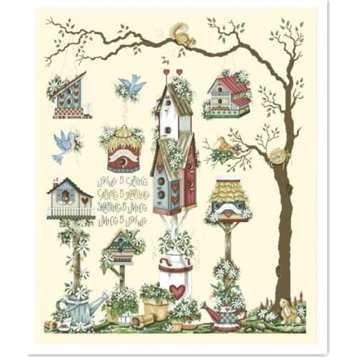 Bird Paradise cross stitch kit package 18ct 14ct 11ct light yellow cloth silk cotton thread embroidery DIY handmade needlework