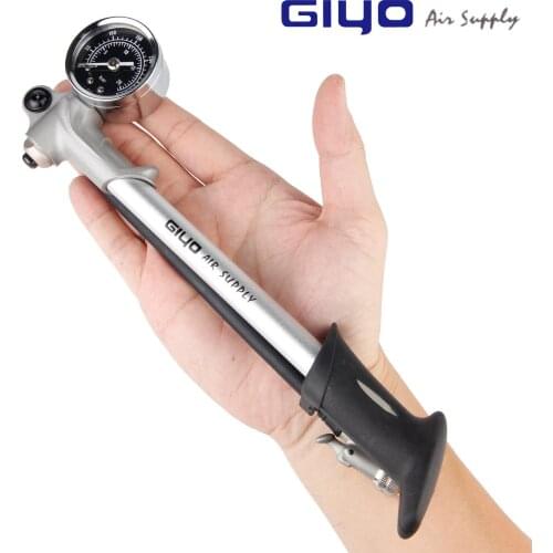 GIYO Bicycle Pump With Gauge High Pressure Hand Mini Pump Hose Air Inflator Schrader Cycling Fietspomp Shock Fork Tire Bike Pump