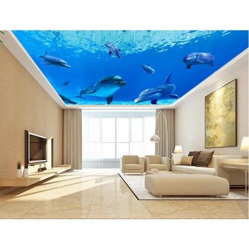 3d wallpaper custom mural non-woven 3d room wallpaper wall sticker 3d ocean wallpaper dolphins ceiling 3d wall murals wallpaper