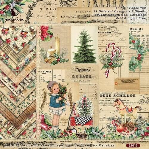 Panalisacraft 24 sheets 6"X6" christmas paper Scrapbooking patterned paper pack handmade craft paper craft Background pad card