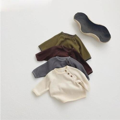 Toddler Girl Boys Korean Style Solid Clothing Infant Baby Knitted Sweaters Autumn Fall Kids Casual Tops Knit Childrens Outfits