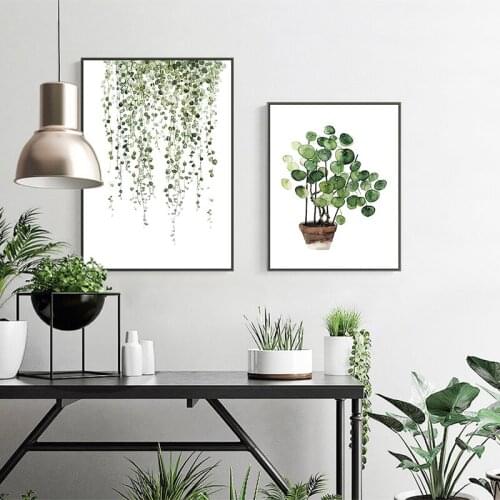 Poster Laminas Decorativas Pared Cuadros Posters And Prints Wall Art Canvas Painting Nordic Plant Green Leaves