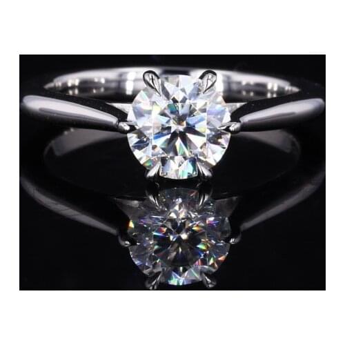 Special Design Platinum 6.5mm DEF Color Moissanite With 6 Claw Diamond Ring