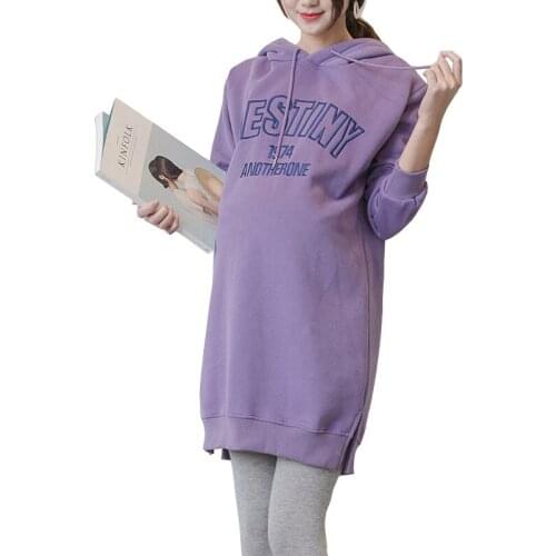 Plus Velvet Thick Pregnant WOMENS Hoodie 2019 Autumn And Winter New Style Korean-style Loose-Fit Mid-length Plus-size Hooded