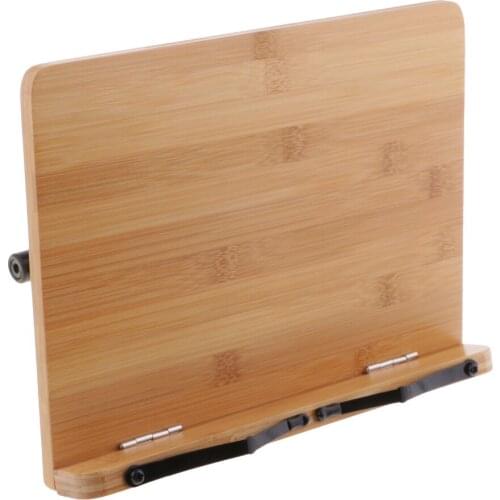 Portable Bamboo Book Stand Adjustable Document Stand Holder Wooden Bookrest for Book Reading Supplies Phone Holder