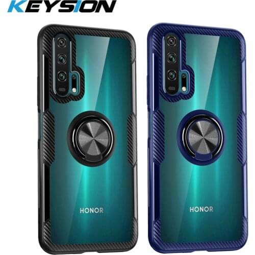 KEYSION Transparent Ring Case For Honor 20 Pro 10i 10 Lite 8X Nova 5T 4e Shockproof Phone Cover for Huawei P40 Pro P30 Lite P20