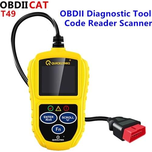 QUICKLYNKS T49 OBDII & CAN OBD2 Car Code Reader Scanner T49 OBD Scanner Featuring the unique One-Click-quick function Key