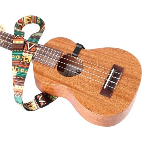 Ethnic Style Ukulele Strap Durable Adjustable Printing Ribbon Clip-on Hawaii Guitar Belt Sling Instrument Guitar Accessories
