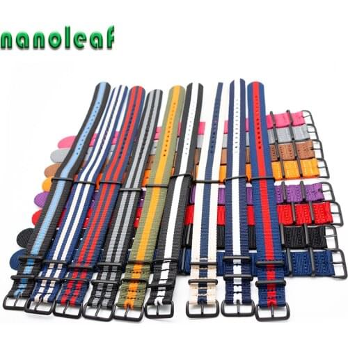 Black Buckle Strap Nylon Band Stripes Durable Watch Watchbands Woven Straps Men Women Bracelet Belt 18mm 20mm 22mm 24mm