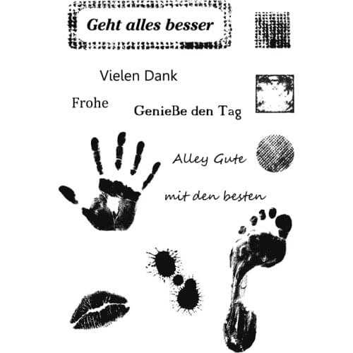 AZSG Palm / Footprint / German Wishes Clear Stamps For DIY Scrapbooking Decorative Card Making Crafts Fun Decoration Supplies