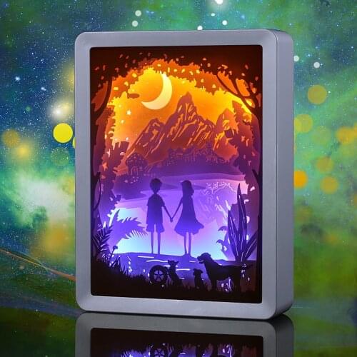 Color changing cartoon movie character light shadow box frame decoration night light kids living room soft light frame
