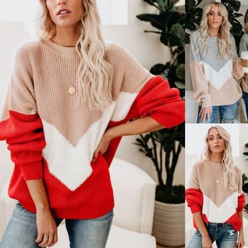Hirigin Women Sweater New Color Patchwork Winter Clothes Women 2020 Hand Knited Fashion Outfits Loose Casual Outwear Sweaters