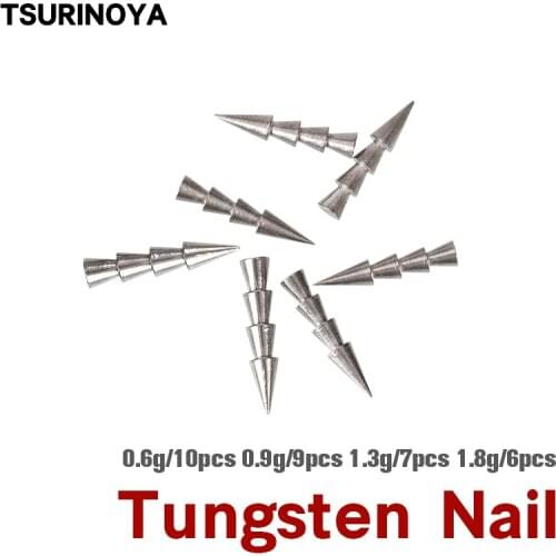 TSURINOYA Tungsten Insert Nail Sinker 0.6g 0.9g 1.3g 1.8g Fishing Sinker Weight Soft Worm Rigs Wacky Fishing Accessories