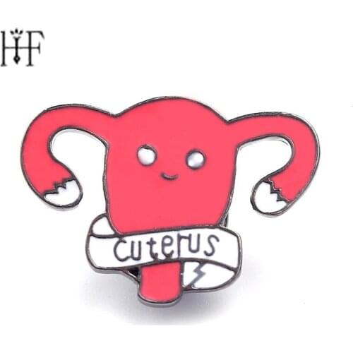 Uterus Brooches Cuterus Enamel pins female womb Gift Cartoons Feminism icons Pin Badge Button Lapel pin for Clothing cap Jewelry