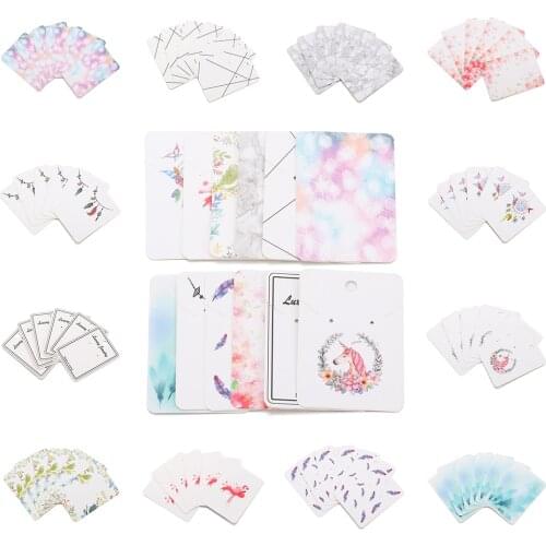 20-50Pcs 12 Styles Earrings Necklaces Display Cards Feather Flower Hang Tag Ear Studs Card For DIY Jewelry Display Card 5*7cm