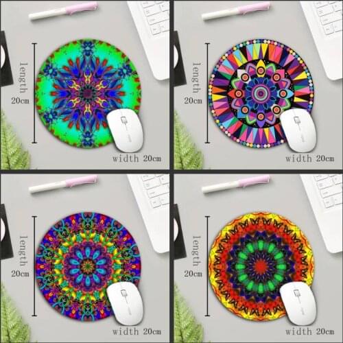 XGZ High Quality Mandala Pattern Round Mouse Pad Rubber Games Desktop Computer Laptop Mouse Pad Small and Portable As A Gift