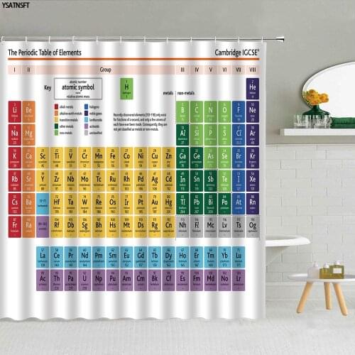 Periodic Table Of Elements Shower Curtain Children Chemistry Letters Pattern Bathroom Supplies Decor With Hooks Fabric Curtains