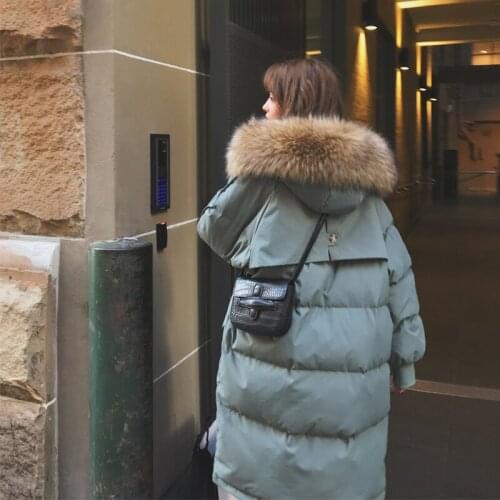 KEMTRAM Winter Jacket Women Faux Raccoon Fur Collar Parka Women Korean Oversized Jacket Women Coat Warm Parkas Manteau Femme MY