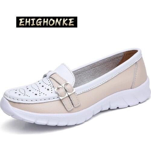 2021 summer leather womens shoes handmade flat casual shoes ladies love ballet flat shoes womens shoes hollow large size 35-42
