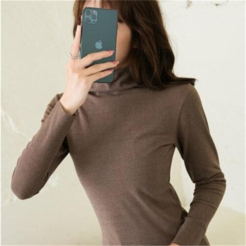 2020 Autumn Winter Sweater Women Knitted Pullover Sweaters Long Sleeve Half Turtleneck Slim Jumper Tops Soft Pull Femme m801