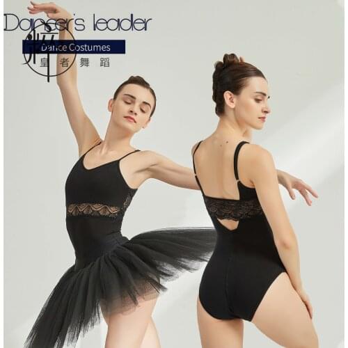 Women Ballet Dance Leotards Sexy Lace Sling Bodysuit Adult Sleeveless Ballet Dancewear Gymnastics Leotards Aerial Yoga Tights