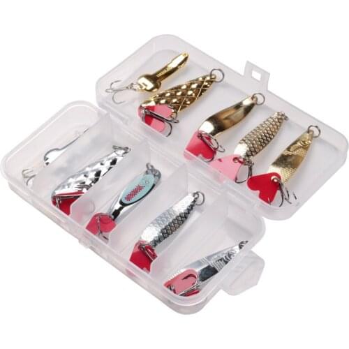 10PCS/Box Bait Set Sequined Metal Three Hooks 5g-8g Black Fish Perch Lure Lure Fishing Tackle