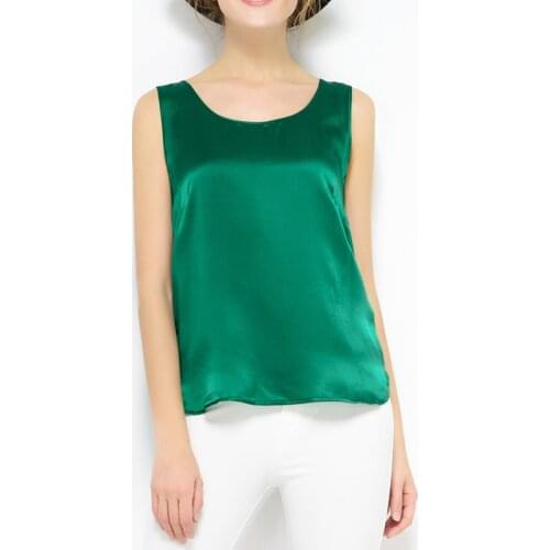 100% Silk 2019 Summer Sleeveless Vest Top Pure Silk Camisole Bottoming Women T-Shirt S/M/L/XL/XXL/XXXL FREE SHIPPING